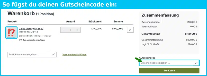 knappworst Gutschein einfuegen und sparen blau