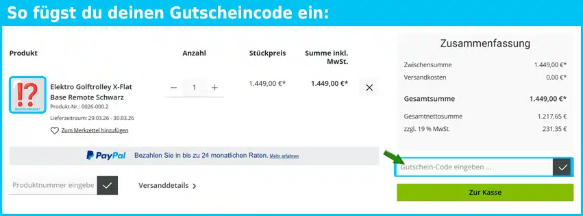 leisure-golf Gutschein einfuegen und sparen blau