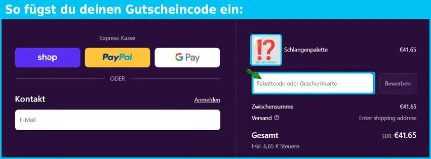 lethalcosmetics Gutschein einfuegen und sparen blau