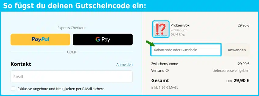 metaflow Gutschein einfuegen und sparen blau