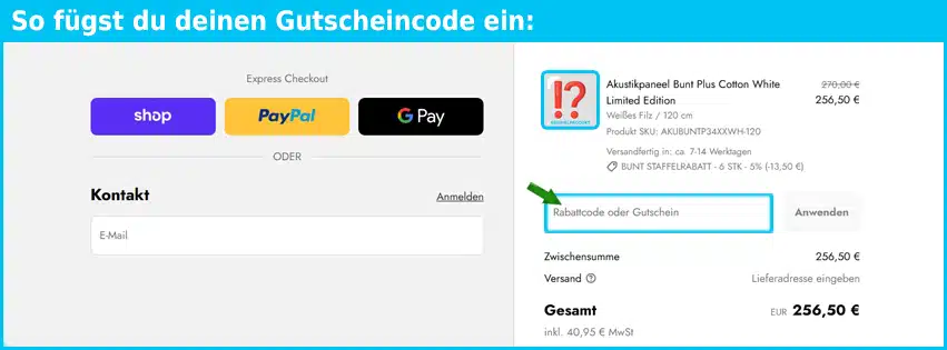 momento-akustik Gutschein einfuegen und sparen blau