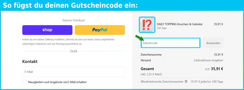naturnista Gutschein einfuegen und sparen blau