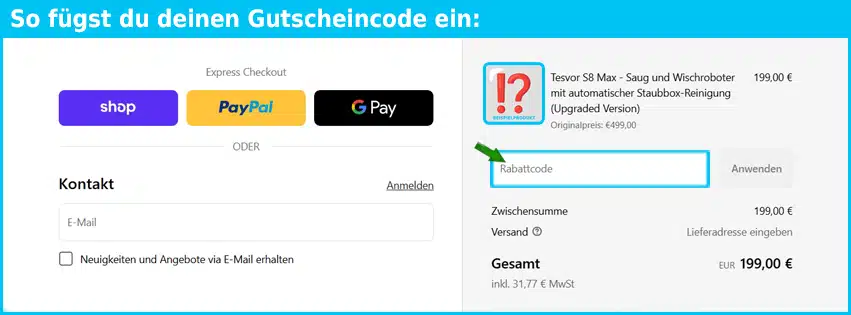 nivaroq Gutschein einfuegen und sparen blau