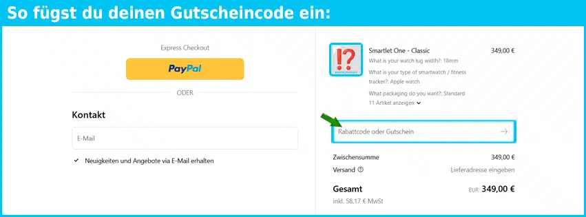 smartlet Gutschein einfuegen und sparen blau