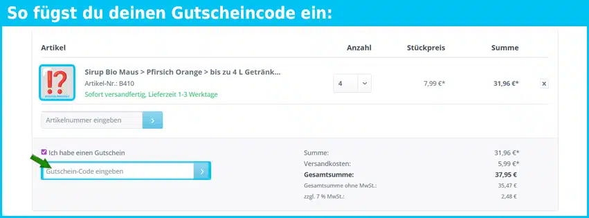 sodabaer Gutschein einfuegen und sparen blau