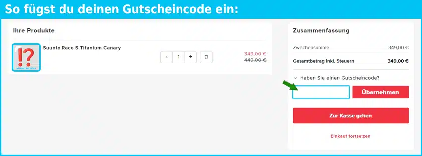 suunto Gutschein einfuegen und sparen blau