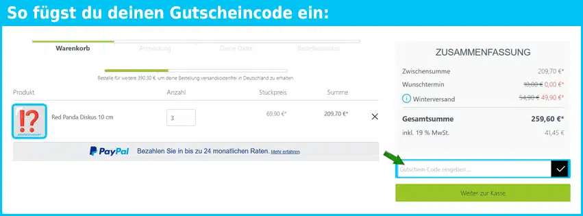 zierfische-direkt Gutschein einfuegen und sparen blau
