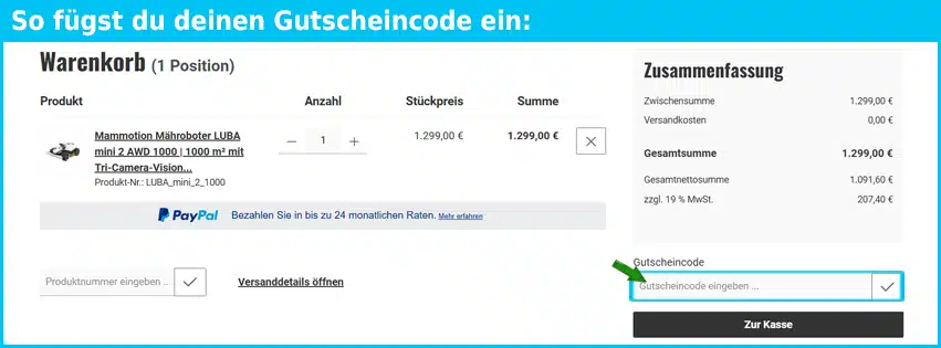 ademax Gutschein einfuegen und sparen blau