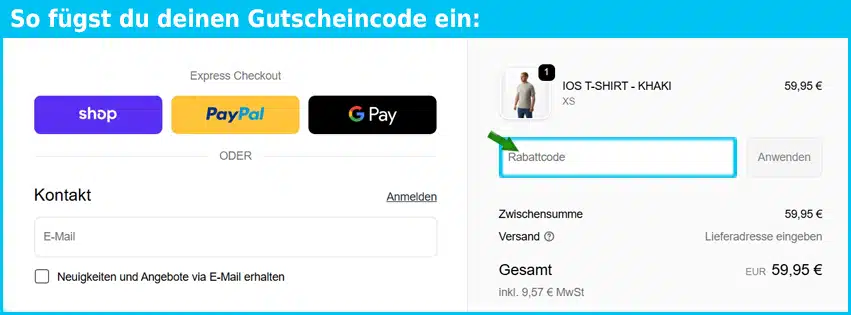 ios-clothing Gutschein einfuegen und sparen blau