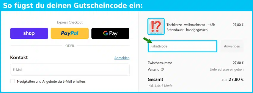 kerzen-pfeilstetter Gutschein einfuegen und sparen blau