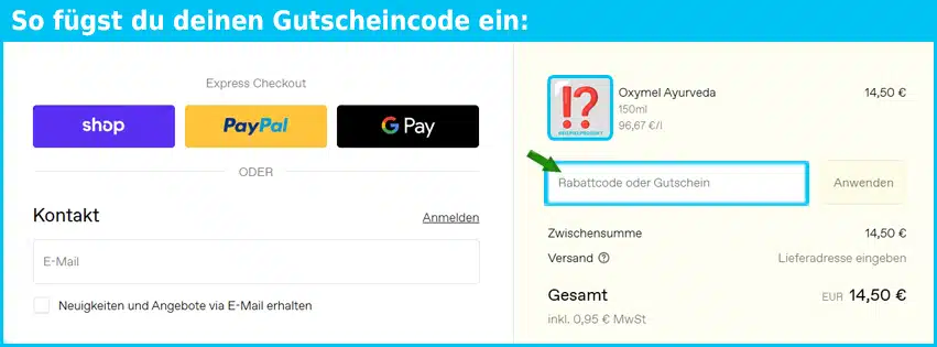 kruut Gutschein einfuegen und sparen blau