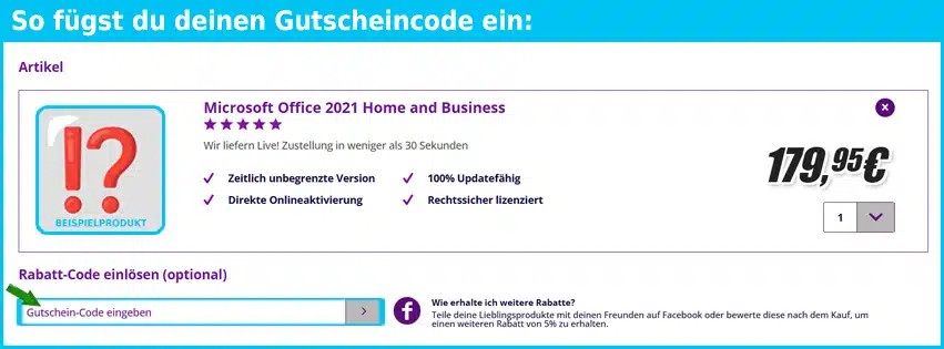lizenzguru Gutschein einfuegen und sparen blau