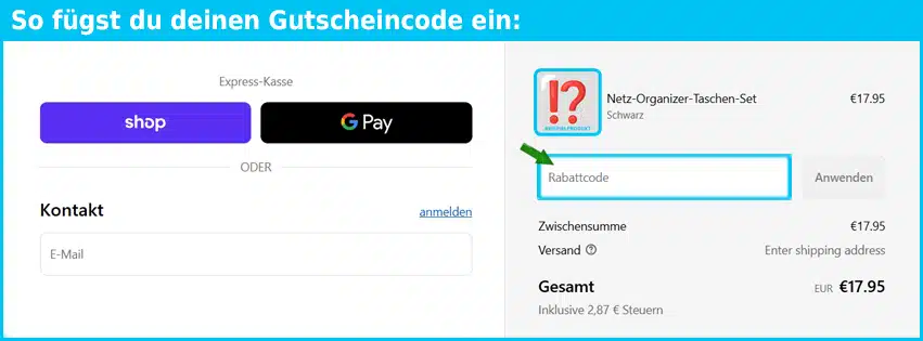 matadorequipment Gutschein einfuegen und sparen blau