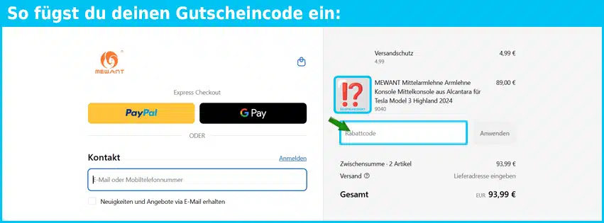 mewant Gutschein einfuegen und sparen blau