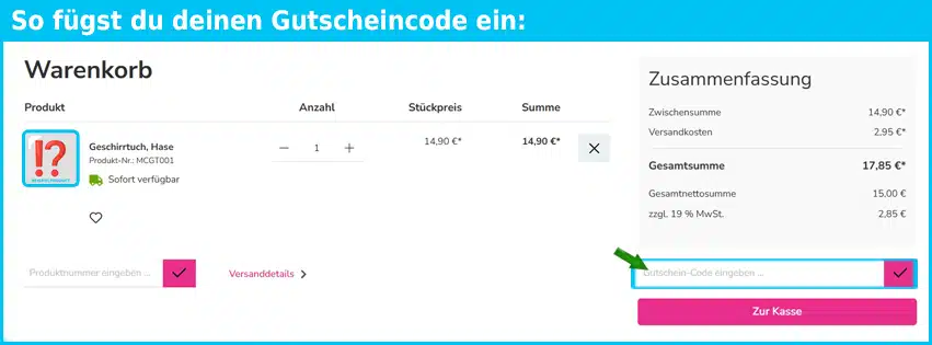 misscotton Gutschein einfuegen und sparen blau