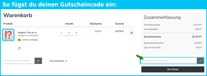 nicehome Gutschein einfuegen und sparen blau