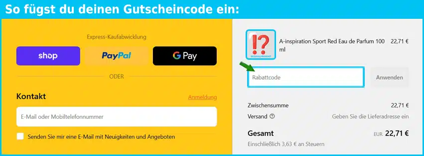qathu Gutschein einfuegen und sparen blau