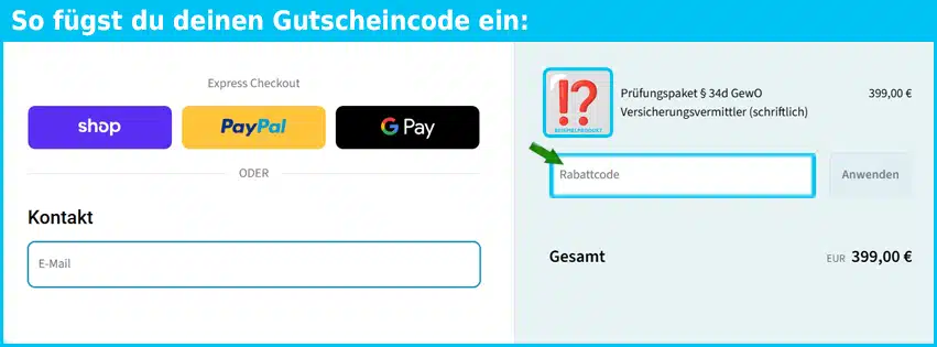 sachkundegurus Gutschein einfuegen und sparen blau