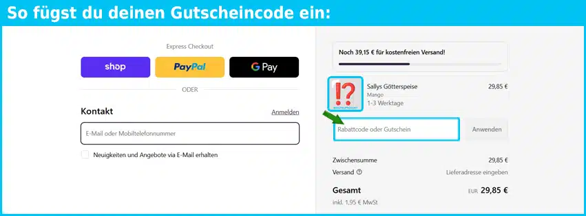 sallyswelt Gutschein einfuegen und sparen blau
