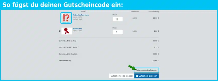 stoff4you Gutschein einfuegen und sparen blau