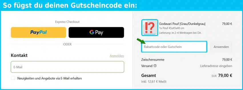 urbanara Gutschein einfuegen und sparen blau
