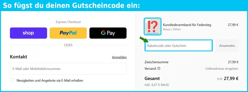 wristr Gutschein einfuegen und sparen blau
