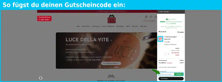 bremer-weinkolleg Gutschein einfuegen und sparen blau