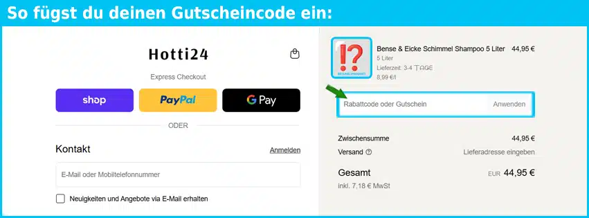 hotti24 Gutschein einfuegen und sparen blau