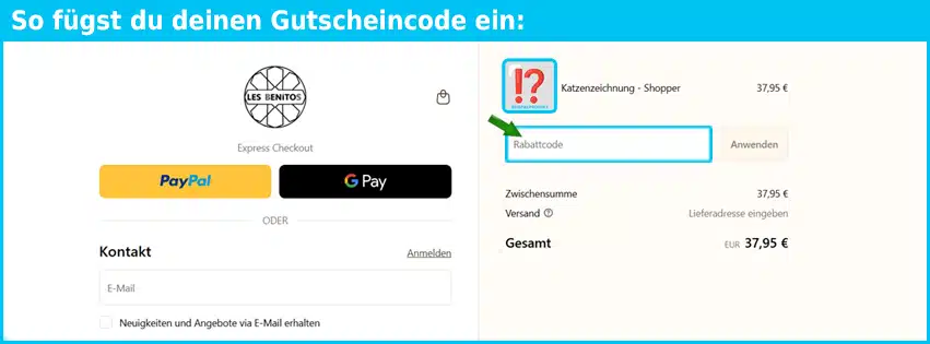 lesbenitos Gutschein einfuegen und sparen blau