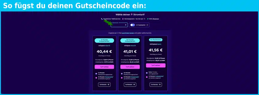 octopusenergy Gutschein einfuegen und sparen blau