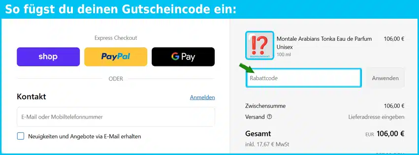 parfivo Gutschein einfuegen und sparen blau