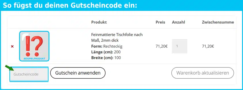 profolio Gutschein einfuegen und sparen blau