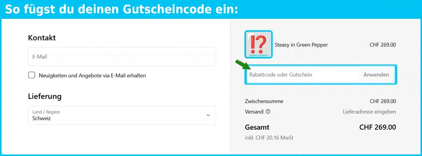 steasy Gutschein einfuegen und sparen blau