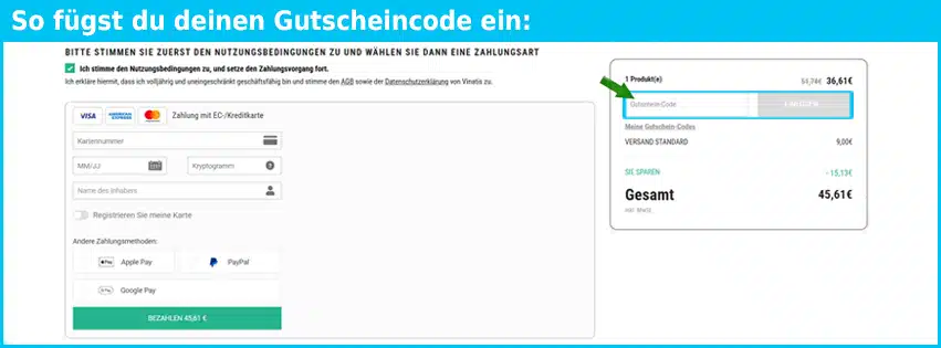 vinatis Gutschein einfuegen und sparen blau