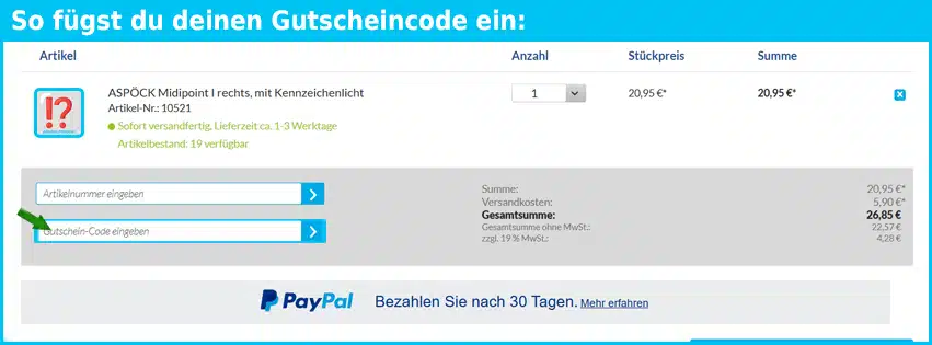 wamaat Gutschein einfuegen und sparen blau