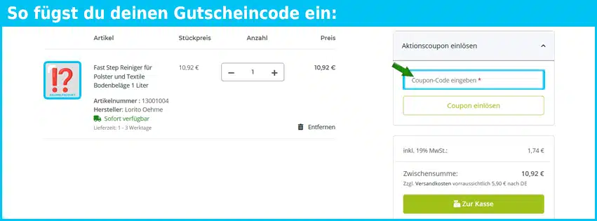 wisch-star.de Gutschein einfuegen und sparen blau