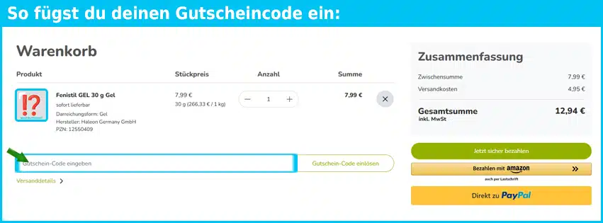aliva Gutschein einfuegen und sparen blau