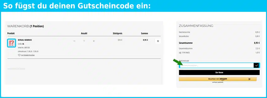 bns-shop Gutschein einfuegen und sparen blau