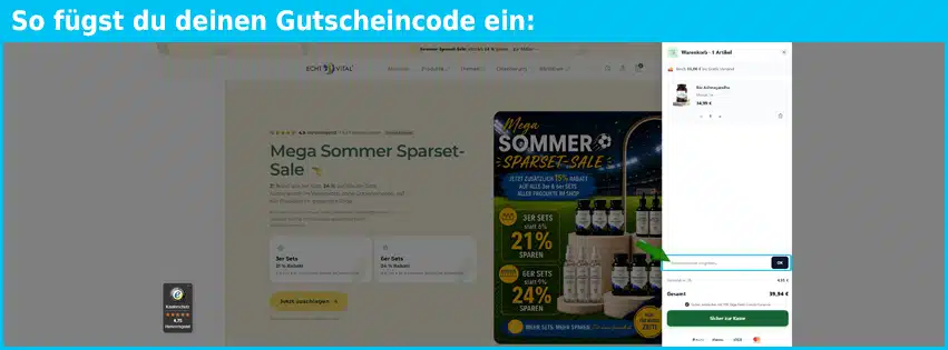 echt-vital Gutschein einfuegen und sparen blau