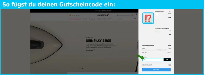laurastar Gutschein einfuegen und sparen blau