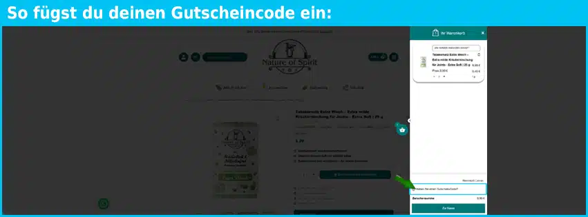 natureofspirit Gutschein einfuegen und sparen blau