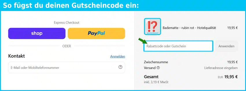 baesta Gutschein einfuegen und sparen blau