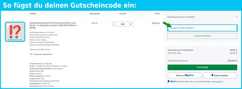 bft-verpackungen Gutschein einfuegen und sparen blau