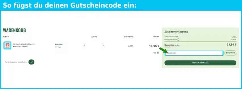 gaertner-harry Gutschein einfuegen und sparen blau