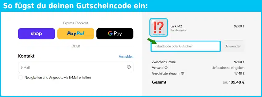 hollyland Gutschein einfuegen und sparen blau