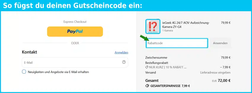iegeek Gutschein einfuegen und sparen blau