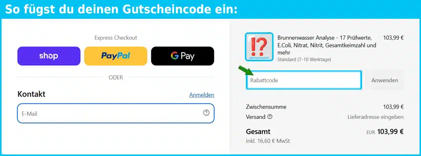 klar2o Gutschein einfuegen und sparen blau