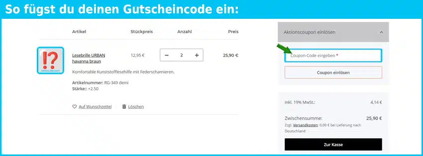 lesebrillen-markt Gutschein einfuegen und sparen blau