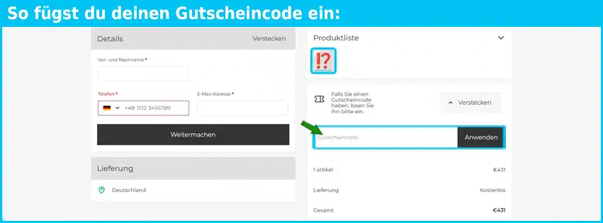 lika Gutschein einfuegen und sparen blau