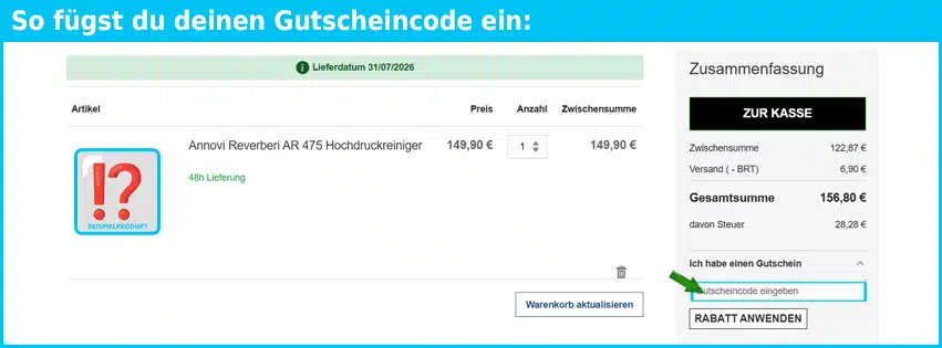 lineonline Gutschein einfuegen und sparen blau